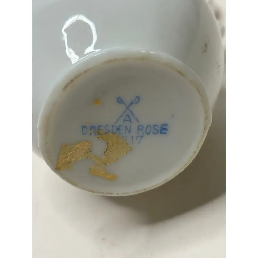 Vintage Dresden Rose Pitcher Shape Porcelain Vase 6